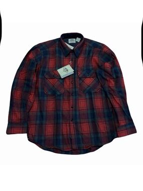 Fieldmaster Men's Vintage Flannel Wool Button Up Red Shirt Size L NWT